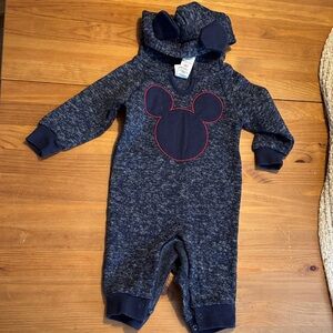 Disney Navy Blue Kids Footie with Red Mickey Design